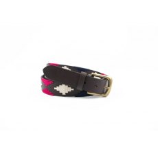 Ibex Of England 35mm Polo Belt Pink Navy White Ibex Of England 35mm Polo Belt Pink Navy White
