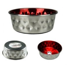Classic Durapet Deluxe Bowl/dish Ss Emboss Red - 1900ml Classic Durapet Deluxe Bowl/dish Ss Emboss Red - 1900ml