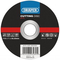 Draper Metal Cutting Disc - 115mm x 1mm x 22.3mm Draper Metal Cutting Disc - 115mm x 1mm x 22.3mm