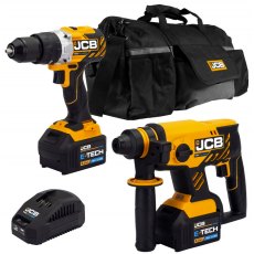 JCB 18V B/L Combi Drill B/L SDS Kit 2x 5.0ah Lithium-Ion Batteries and super fast charger in 20 Kit JCB 18V B/L Combi Drill B/L SDS Kit 2x 5.0ah Lithium-Ion Batteries and super fast charger in 20 Kit