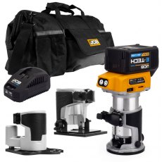 JCB 18V B/L Router with 3x bases (trimmer, offset, incline) 5.0ah Lithium-Ion battery and charger in JCB 18V B/L Router with 3x bases (trimmer, offset, incline) 5.0ah Lithium-Ion battery and charger in