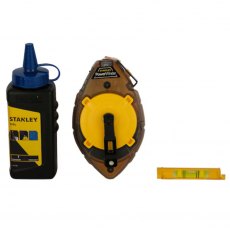 Stanley PowerWinder Chalk Line Reel (30m) with Blue Chalk and Level Stanley PowerWinder Chalk Line Reel (30m) with Blue Chalk and Level