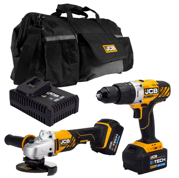 JCB 18V Combi Drill Angle Grinder Kit 21 18AGCD 5 BATA Ltd