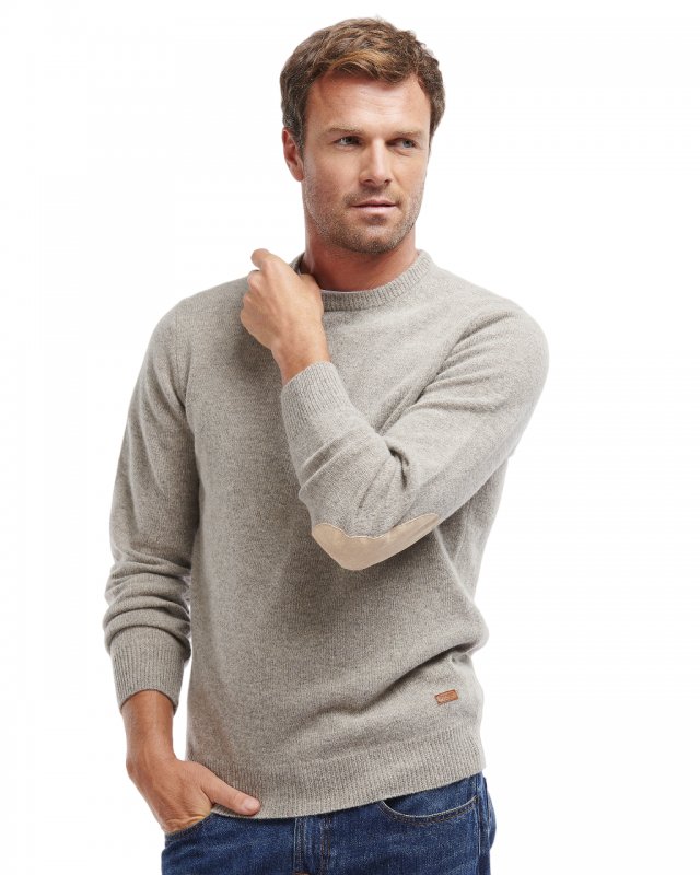 Men's barbour patch clearance crew neck lambswool sweater