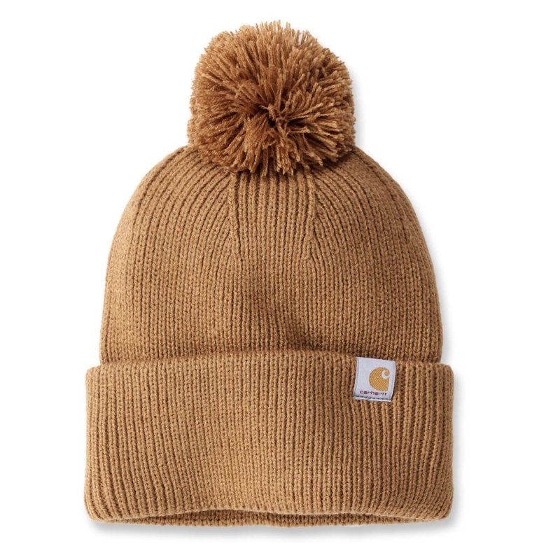 Carhartt Knit Pom Pom Cuffed Logo Beanie