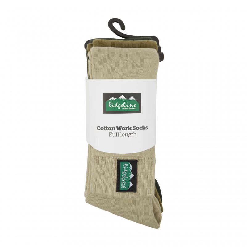 Ridgeline Ridgeline Cotton Full Length Olive Work Socks