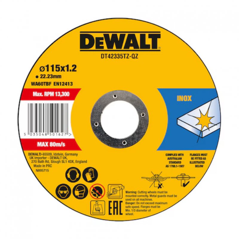 DEWALT DeWalt Metal Cutting Disc Flat 115mm - 10pk