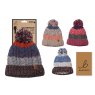 Bartleby Waterproof Sherpa Lined Striped Bobble Hat